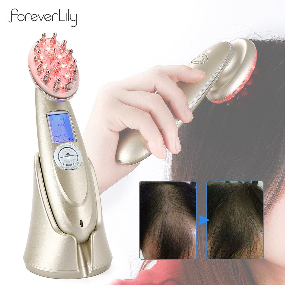 Electric Laser Hair Growth Comb, Infrared EMS RF Vibration Massager Microcurrent Hair Care Hair Loss Treatment Hair Regrowth