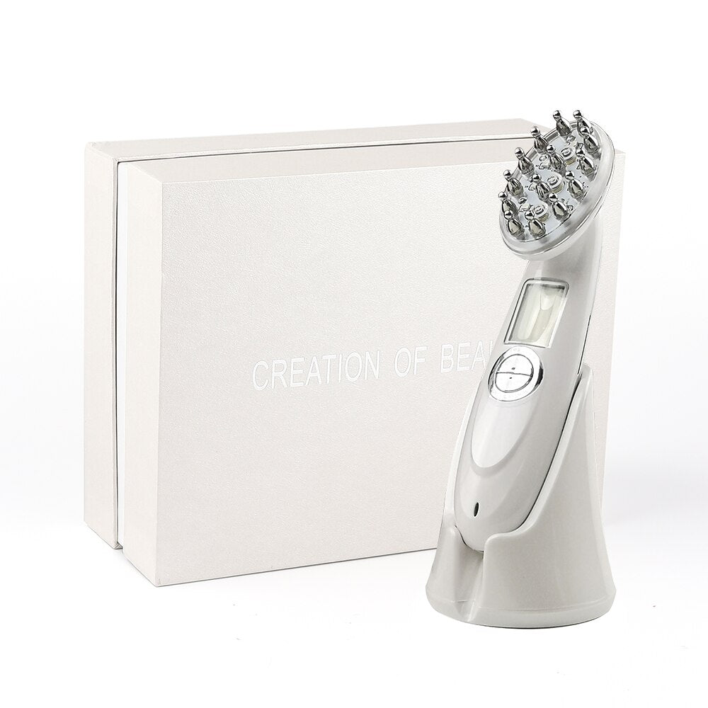 Electric Laser Hair Growth Comb, Infrared EMS RF Vibration Massager Microcurrent Hair Care Hair Loss Treatment Hair Regrowth